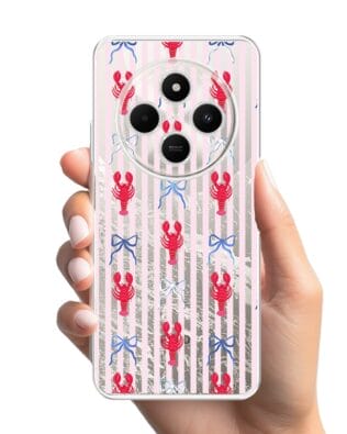 Etui do Xiaomi POCO C75 przeźroczyste, silikonowe Flexi, krab i kokardki