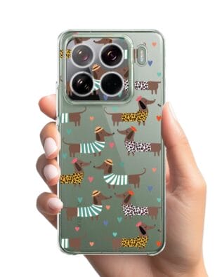 Etui do Xiaomi 15 Pro przeźroczyste, silikonowe Flexi, zakochane jamniki