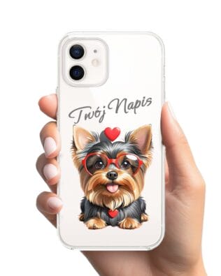 Etui do iPhone 12 przeźroczyste, silikonowe Flexi, Puppy Love, pies rasy York