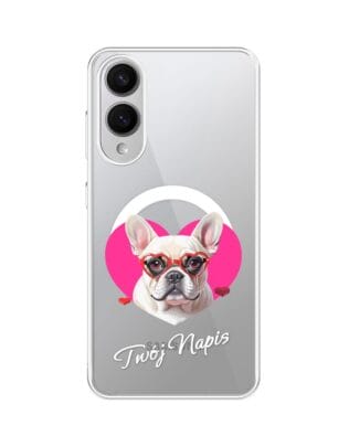 Etui do Samsung Galaxy S25 Edge z MagSafe przeźroczyste, silikonowe Flexi, Puppy Love, pies rasy Buldog Francuski