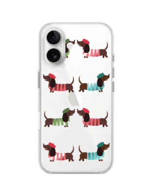 Etui do iPhone 16 Plus przeźroczyste, silikonowe Flexi, jamnik w Paryżu