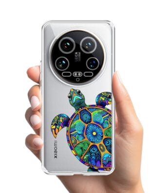 Etui do Xiaomi 14 Ultra przeźroczyste, silikonowe Flexi, Dzika Mandala, Żółw