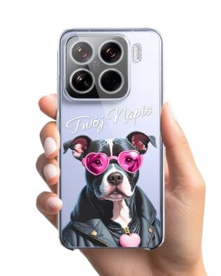 Etui do Xiaomi 15 przeźroczyste, silikonowe Flexi, Puppy Love, pies rasy Amstaff