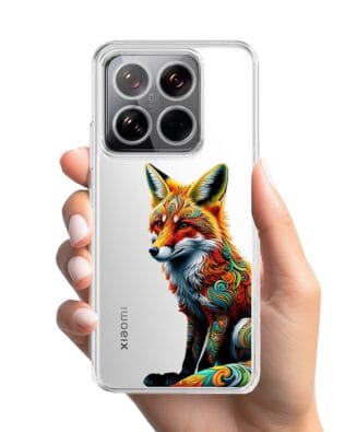Etui do Xiaomi 14 Pro przeźroczyste, silikonowe Flexi, Dzika Mandala, Lis