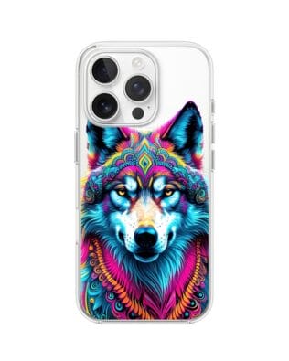 Etui do iPhone 16 Pro Max z MagSafe przeźroczyste, silikonowe Flexi, Dzika Mandala, Wilk