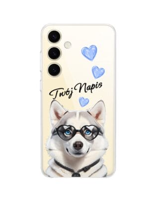 Etui do Samsung Galaxy S24 przeźroczyste, silikonowe Flexi, Puppy Love, pies rasy Husky