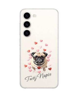Etui do Samsung Galaxy S23 FE 5G przeźroczyste, silikonowe Flexi, Puppy Love, pies rasy Mops