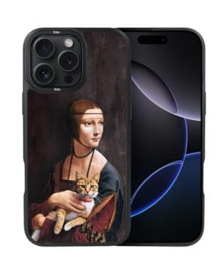 Etui do iPhone 16 Pro Max IBIZU DropGuard Matt z MagSafe, Leonardo Da Vinci, dama z kotem