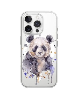 Etui do iPhone 14 Pro z MagSafe przeźroczyste, silikonowe Flexi, Akwarelowe Zoo, Panda