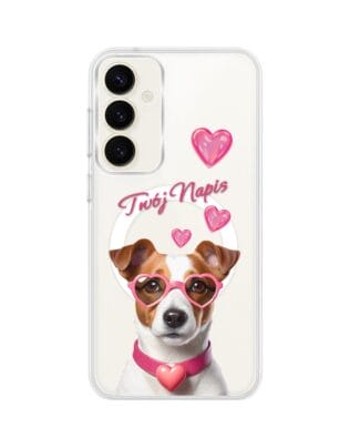 Etui do Samsung Galaxy S23 Plus z MagSafe przeźroczyste, silikonowe Flexi, Puppy Love, pies rasy Jack Russell Terrier