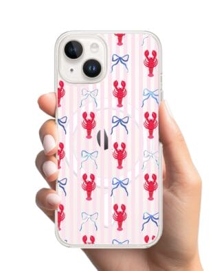 Etui do iPhone 13 z MagSafe przeźroczyste, silikonowe Flexi, krab i kokardki
