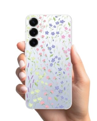 Etui do Samsung Galaxy S25 Plus przeźroczyste, silikonowe Flexi, kwiaty polne