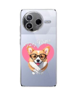 Etui do Xiaomi POCO F7 Pro przeźroczyste, silikonowe Flexi, Puppy Love, pies rasy Corgi