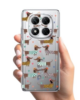 Etui do Xiaomi POCO X7 przeźroczyste, silikonowe Flexi, zakochane jamniki