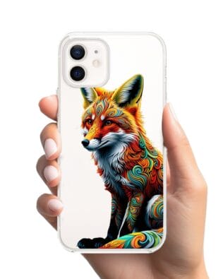 Etui do iPhone 12 Mini przeźroczyste, silikonowe Flexi, Dzika Mandala, Lis