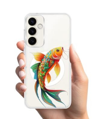 Etui do Samsung Galaxy S23 Plus z MagSafe przeźroczyste, silikonowe Flexi, Dzika Mandala, Złota ryba