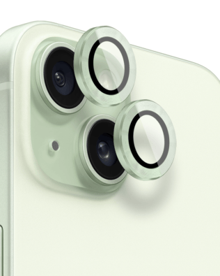 Metalowa osłona obiektywu aparatu ze szkła hartowanego 9H do iPhone 15, 1 zestaw, jasna zieleń