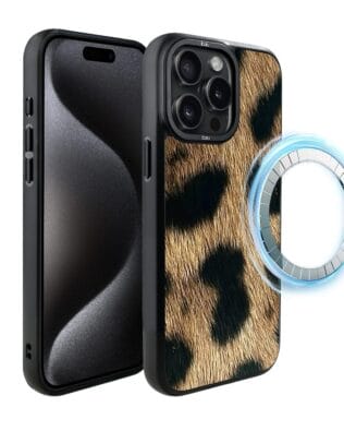 Etui do iPhone 15 Pro Max IBIZU DropGuard Matt z MagSafe, Zew Natury, Lampart