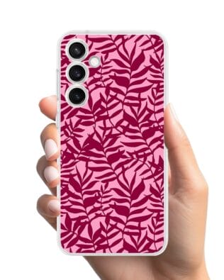 Etui do Samsung Galaxy S23 Plus przeźroczyste, silikonowe Flexi, bordowe liście