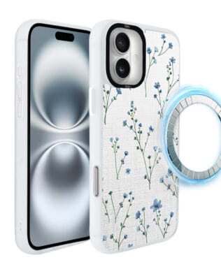 Etui do iPhone 16 Plus IBIZU DropGuard Matt z MagSafe, Pastel Bloom, Niebieski sen
