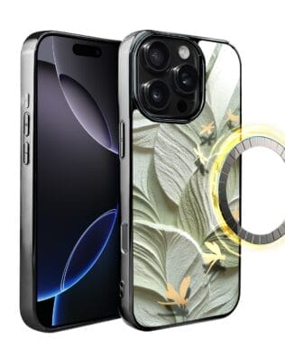 Etui do iPhone 16 Pro IBIZU Elite Glass z MagSafe Kwiaty, Taniec ważek, czarne