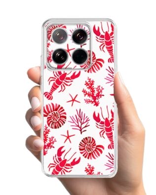 Etui do Xiaomi 14 przeźroczyste, silikonowe Flexi, krab, muszle