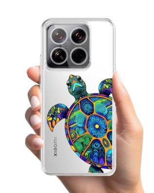 Etui do Xiaomi 14 Pro przeźroczyste, silikonowe Flexi, Dzika Mandala, Żółw