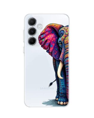 Etui do Samsung Galaxy M35 5G przeźroczyste, silikonowe Flexi, Dzika Mandala, Słoń