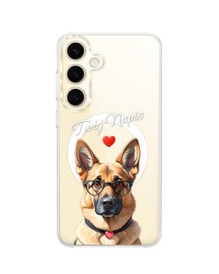 Etui do Samsung Galaxy S24 z MagSafe przeźroczyste, silikonowe Flexi, Puppy Love, pies rasy Owczarek Niemiecki