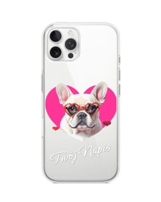 Etui do iPhone 12 Pro Max przeźroczyste, silikonowe Flexi, Puppy Love, pies rasy Buldog Francuski