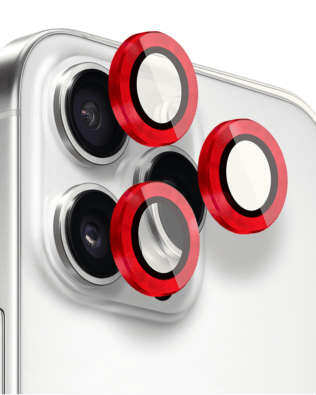 Metalowa osłona obiektywu aparatu ze szkła hartowanego 9H do iPhone 16 Pro, 1 zestaw, czerwona