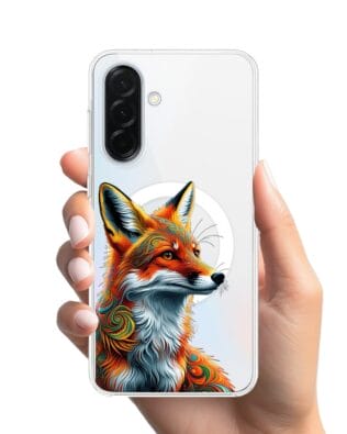 Etui do Samsung Galaxy A36 5G z MagSafe przeźroczyste, silikonowe Flexi, Dzika Mandala, Twarz lisa