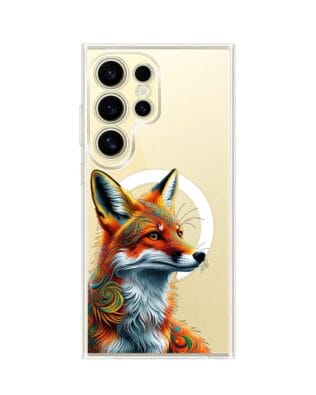 Etui do Samsung Galaxy S24 Ultra z MagSafe przeźroczyste, silikonowe Flexi, Dzika Mandala, Twarz lisa