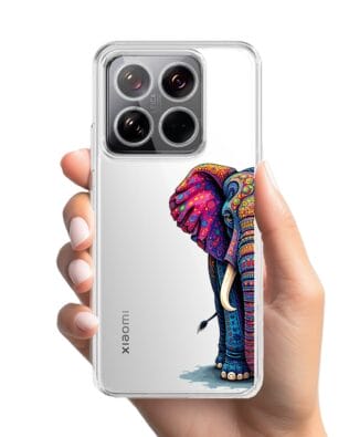 Etui do Xiaomi 14 przeźroczyste, silikonowe Flexi, Dzika Mandala, Słoń