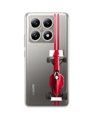 Etui do Xiaomi 14T Pro przeźroczyste, silikonowe Flexi, Szybkie Auta, czerwone F1