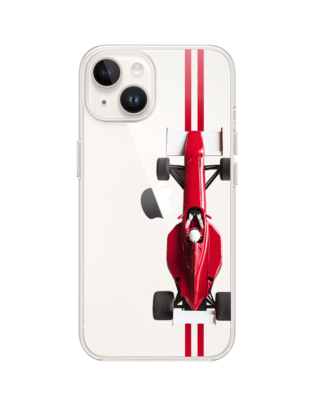 Etui do iPhone 14 przeźroczyste, silikonowe Flexi, Szybkie Auta, czerwone F1