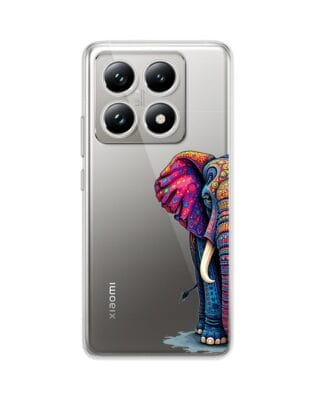 Etui do Xiaomi 14T Pro przeźroczyste, silikonowe Flexi, Dzika Mandala, Słoń