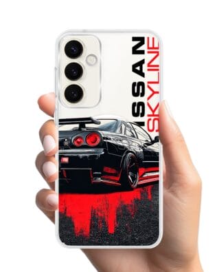 Etui do Samsung Galaxy S23 Plus z MagSafe przeźroczyste, silikonowe Flexi, Szybkie Auta, czarny Skyline