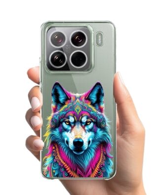 Etui do Xiaomi 15 Pro przeźroczyste, silikonowe Flexi, Dzika Mandala, Wilk