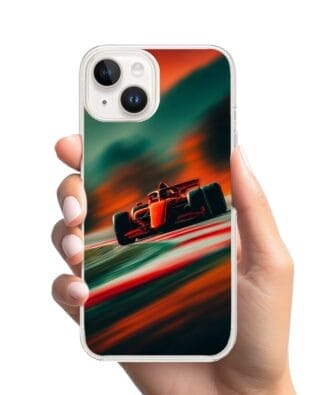 Etui do iPhone 14 przeźroczyste, silikonowe Flexi, Szybkie Auta, Wyścig F1