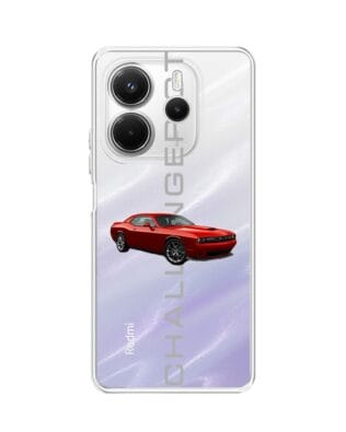 Etui do Xiaomi Redmi Note 14 5G przeźroczyste, silikonowe Flexi, Szybkie Auta, czerwony Challenger GT