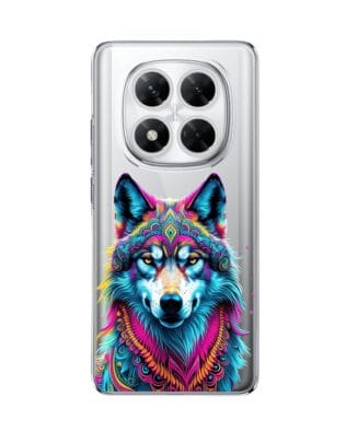 Etui do Xiaomi POCO X7 przeźroczyste, silikonowe Flexi, Dzika Mandala, Wilk