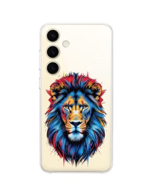 Etui do Samsung Galaxy S24 przeźroczyste, silikonowe Flexi, Dzika Mandala, Lew