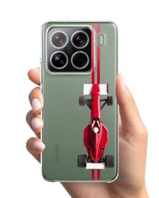 Etui do Xiaomi 15 Pro przeźroczyste, silikonowe Flexi, Szybkie Auta, czerwone F1