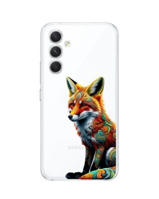 Etui do Samsung Galaxy A54 5G przeźroczyste, silikonowe Flexi, Dzika Mandala, Lis