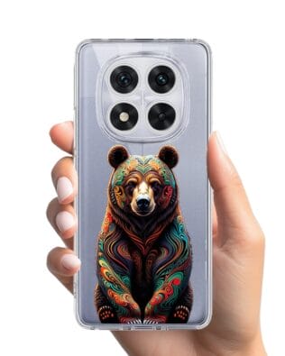 Etui do Xiaomi Redmi Note 14 Pro 5G przeźroczyste, silikonowe Flexi, Dzika Mandala, Niedźwiedź