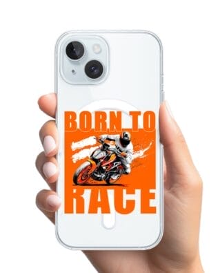 Etui do iPhone 15 z MagSafe przeźroczyste, silikonowe Flexi, Bikers, Ścigacz