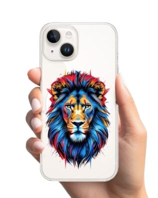 Etui do iPhone 13 Mini z MagSafe przeźroczyste, silikonowe Flexi, Dzika Mandala, Lew