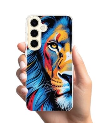 Etui do Samsung Galaxy S24 Plus z MagSafe przeźroczyste, silikonowe Flexi, Dzika Mandala, Lwie spojrzenie