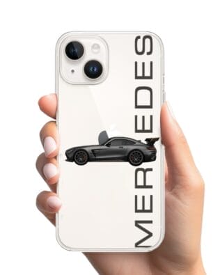 Etui do iPhone 14 Plus przeźroczyste, silikonowe Flexi, Szybkie Auta, Stalowe AMG-GT